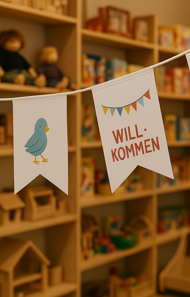 Bedruckte Papierfahnen für Spielzeugladen