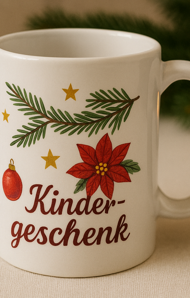 Bedruckte Becher und Tassen als Weihnachtsgeschenk für Kinder