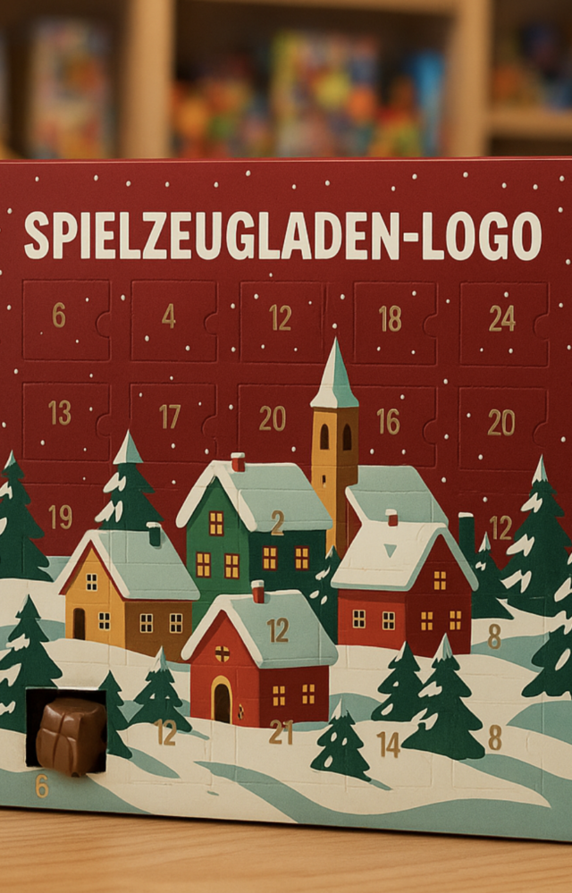 Bedruckter Adventskalender für Spielzeugladen